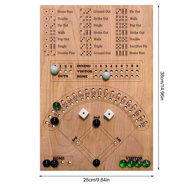 Interactive Baseball Dice and Marble Board Game - Wooden Double Battle Table Game for Engaging Sports Fun