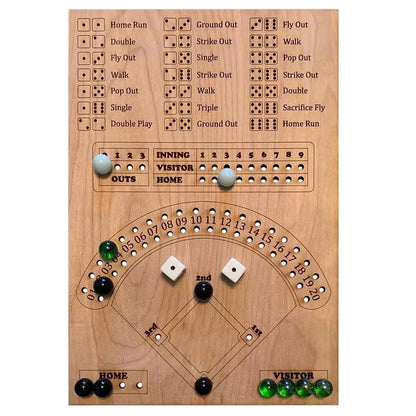 Interactive Baseball Dice and Marble Board Game - Wooden Double Battle Table Game for Engaging Sports Fun