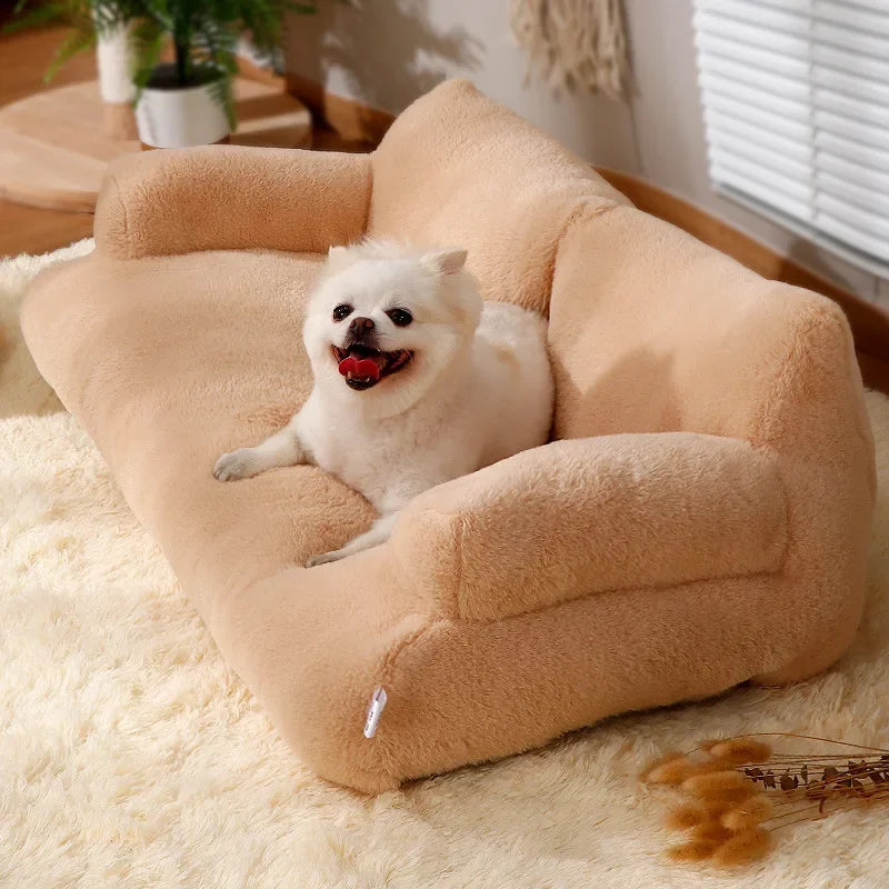 Luxurious Winter Plush Pet Sofa Beds - Washable, Cozy Cat and Dog Nest with Thick Comfort Cushion