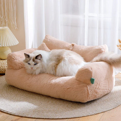 Luxurious Winter Plush Pet Sofa Beds - Washable, Cozy Cat and Dog Nest with Thick Comfort Cushion