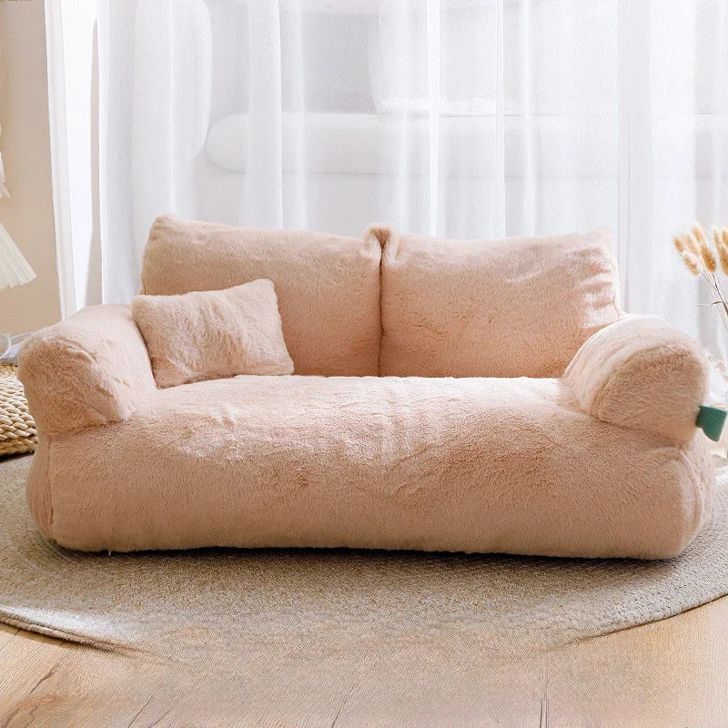 Luxurious Winter Plush Pet Sofa Beds - Washable, Cozy Cat and Dog Nest with Thick Comfort Cushion