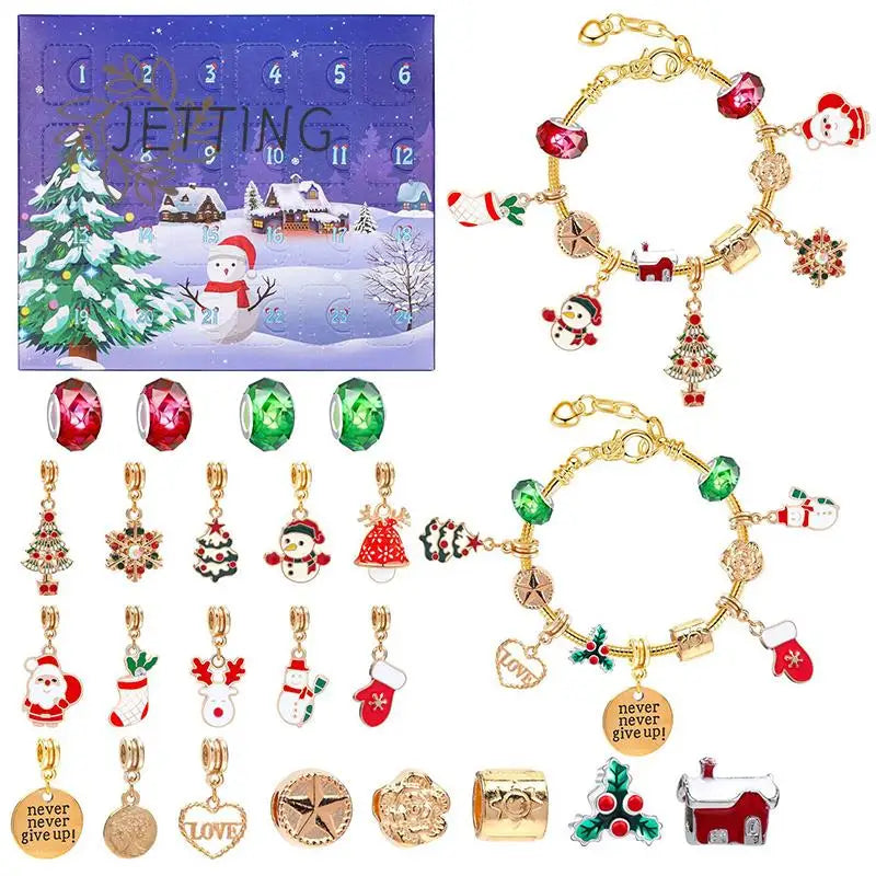 🎁✨ Unwrap the Magic! 🎄 Surprise Blind Box Countdown Calendar with 24 Adorable Charms for DIY Bracelets! Perfect Creative Ornaments & Gifts for Kids this Christmas! 🎉💖