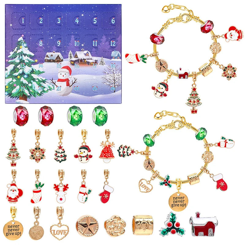 🎁✨ Unwrap the Magic! 🎄 Surprise Blind Box Countdown Calendar with 24 Adorable Charms for DIY Bracelets! Perfect Creative Ornaments & Gifts for Kids this Christmas! 🎉💖