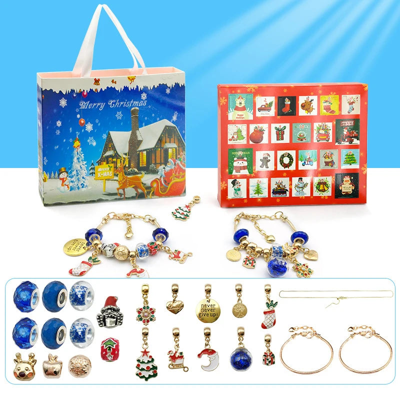 🎁✨ Unwrap the Magic! 🎄 Surprise Blind Box Countdown Calendar with 24 Adorable Charms for DIY Bracelets! Perfect Creative Ornaments & Gifts for Kids this Christmas! 🎉💖