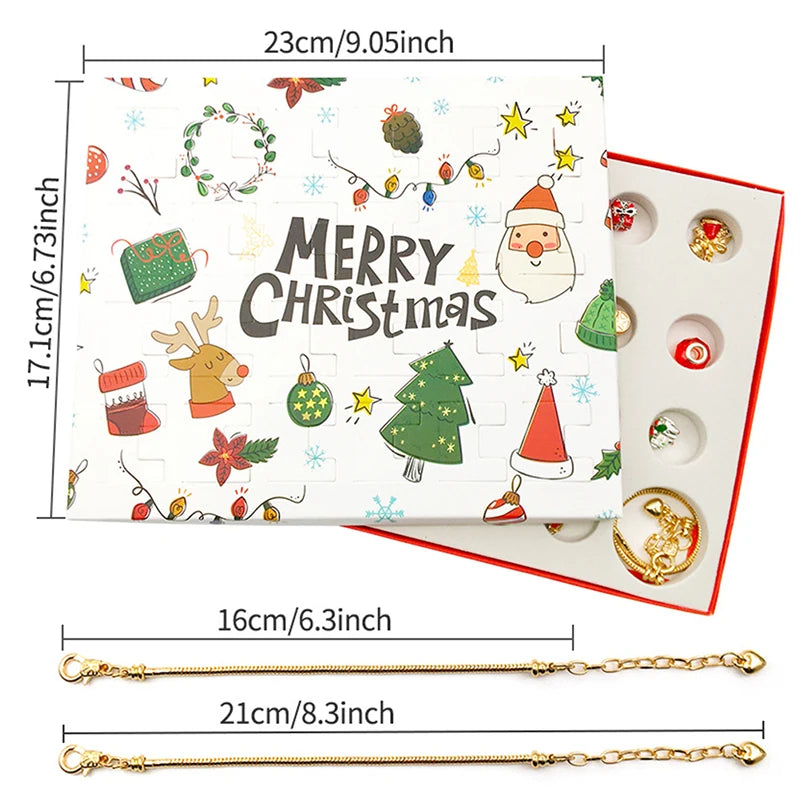 🎁✨ Unwrap the Magic! 🎄 Surprise Blind Box Countdown Calendar with 24 Adorable Charms for DIY Bracelets! Perfect Creative Ornaments & Gifts for Kids this Christmas! 🎉💖