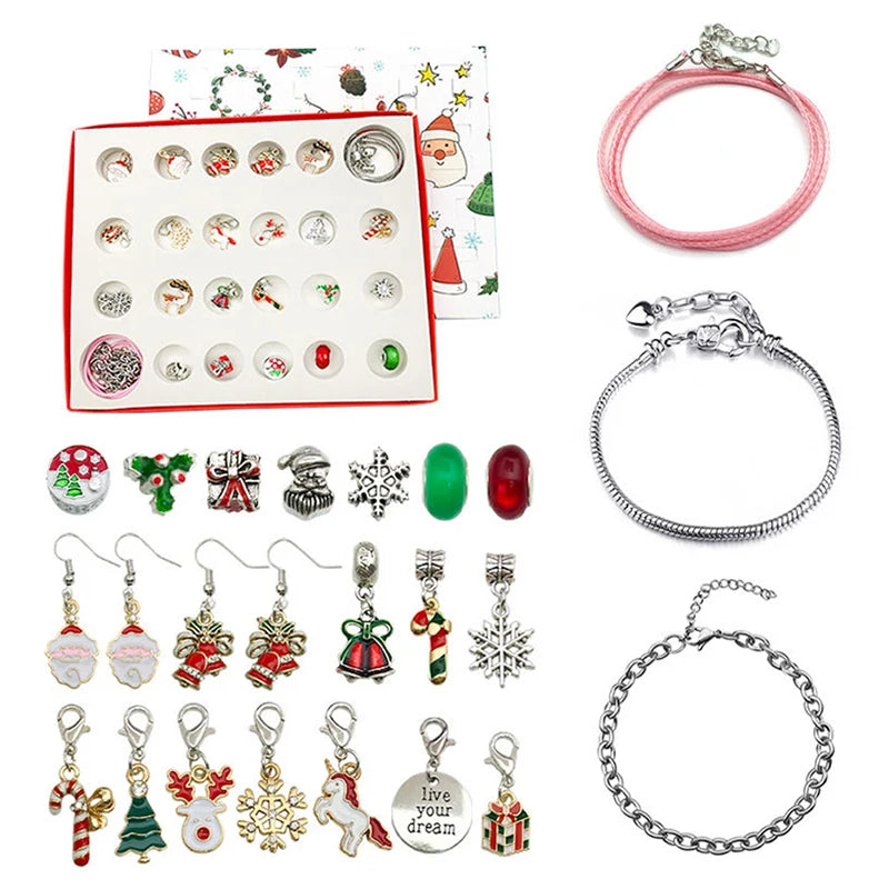 🎁✨ Unwrap the Magic! 🎄 Surprise Blind Box Countdown Calendar with 24 Adorable Charms for DIY Bracelets! Perfect Creative Ornaments & Gifts for Kids this Christmas! 🎉💖