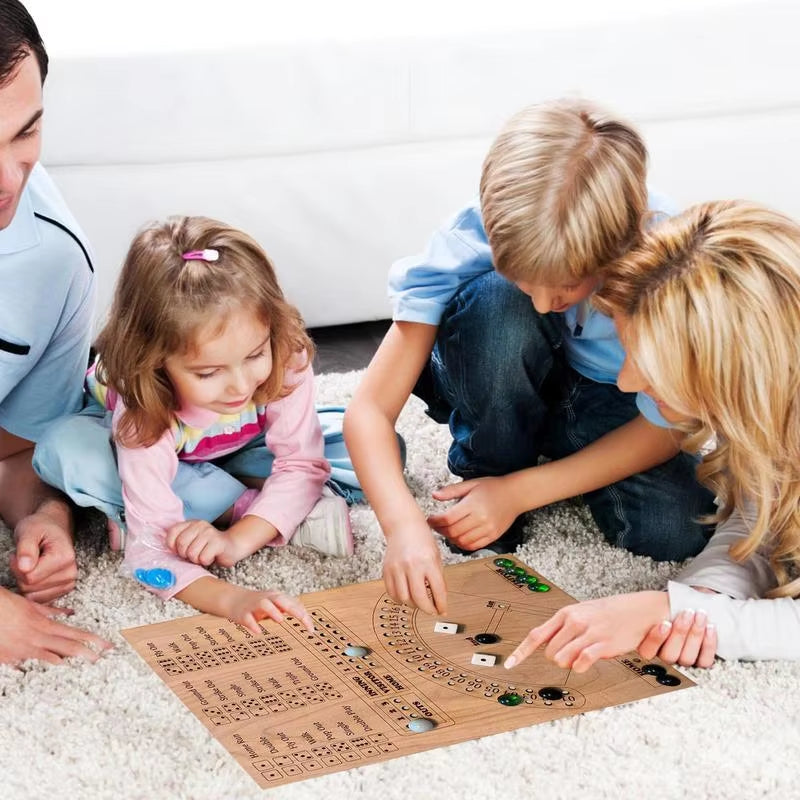 Interactive Baseball Dice and Marble Board Game - Wooden Double Battle Table Game for Engaging Sports Fun