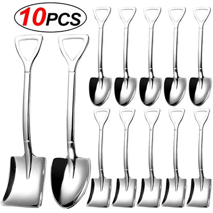 Stainless Steel Gold and Silver Spoon Set for Coffee, Ice Cream, and Desserts - 10/2 Piece Kitchen Cutlery Set